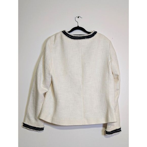 Talbots Piped Tweed Blazer 14 Cream Black Trim Quiet Luxury Old Money Academia - Picture 4 of 12